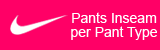 Nike Womens Pant Inseams per Pant Type